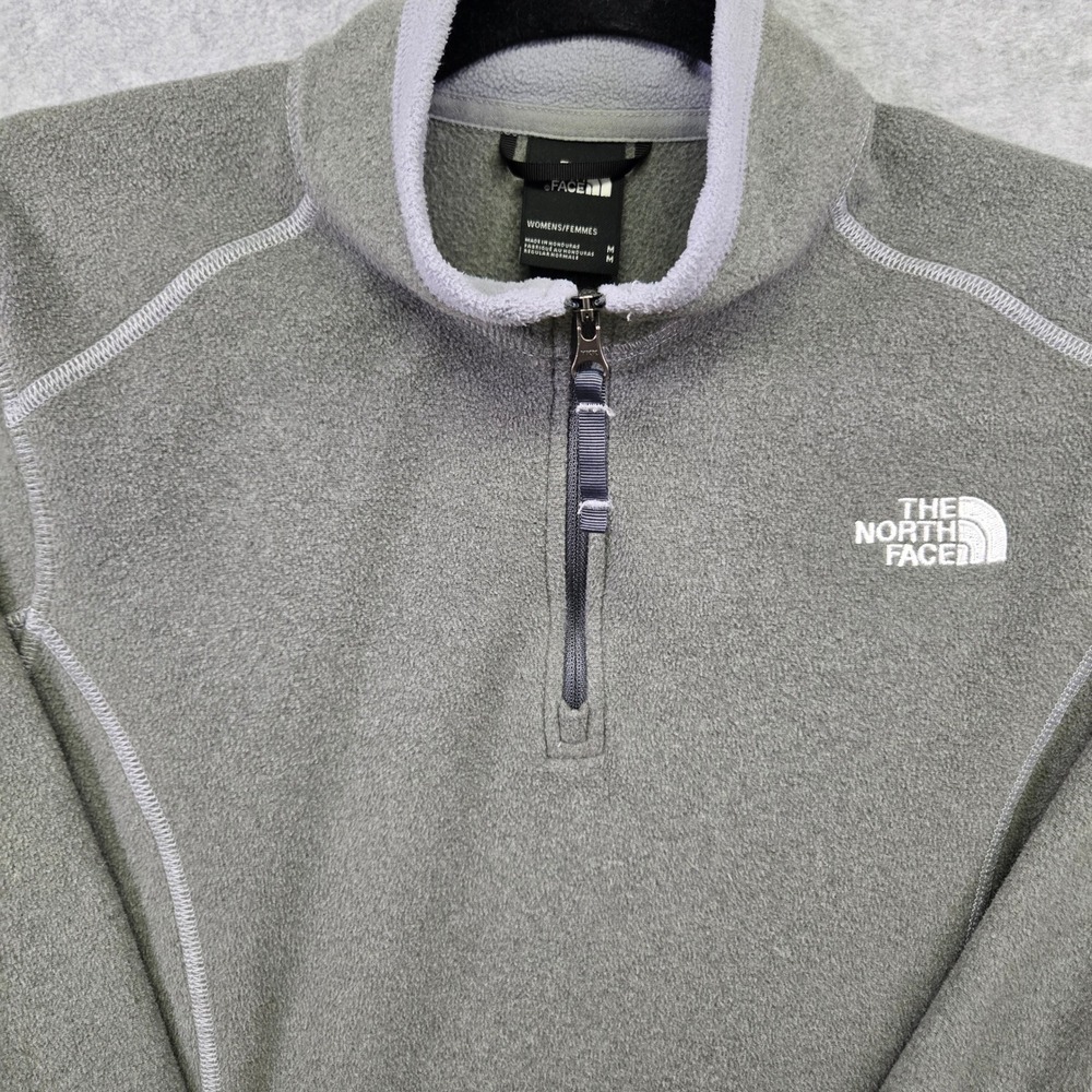 The North Face TKA 100 Womens Medium Fleece Pullover Gray Quarter Zip Mock Neck